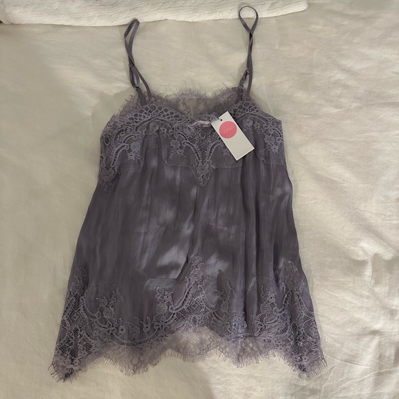 PURPLE SATIN CAMISOLE WITH LACE $20 - Picture 1 of 4